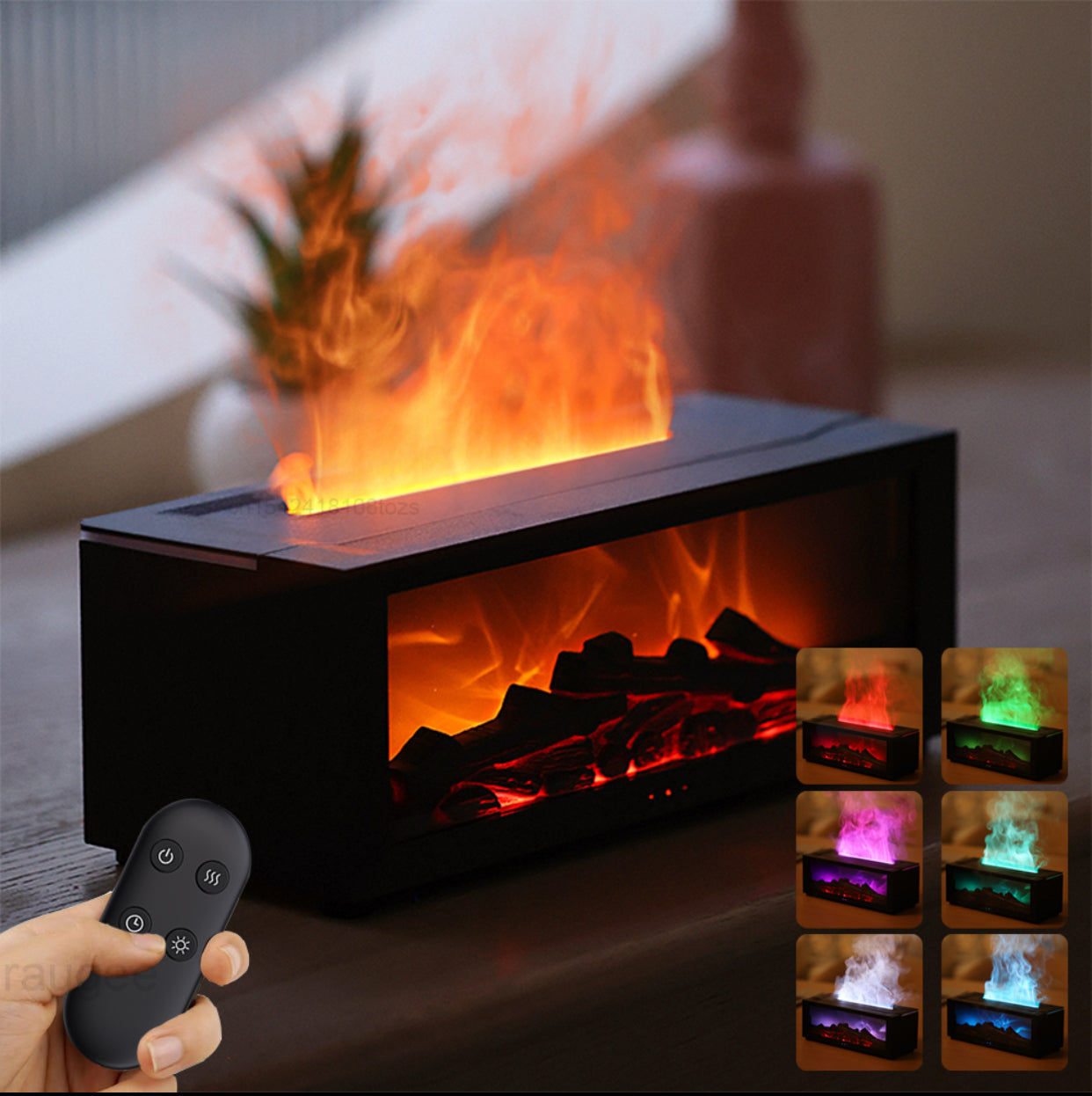Diffuseur d’aromathérapie effet flamme - Cheminée décorative à LED