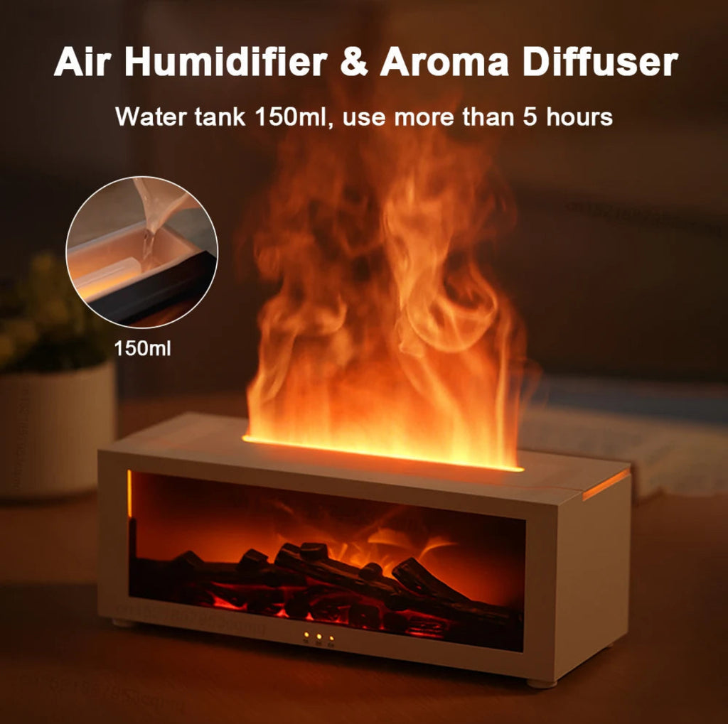 Diffuseur d’aromathérapie effet flamme - Cheminée décorative à LED