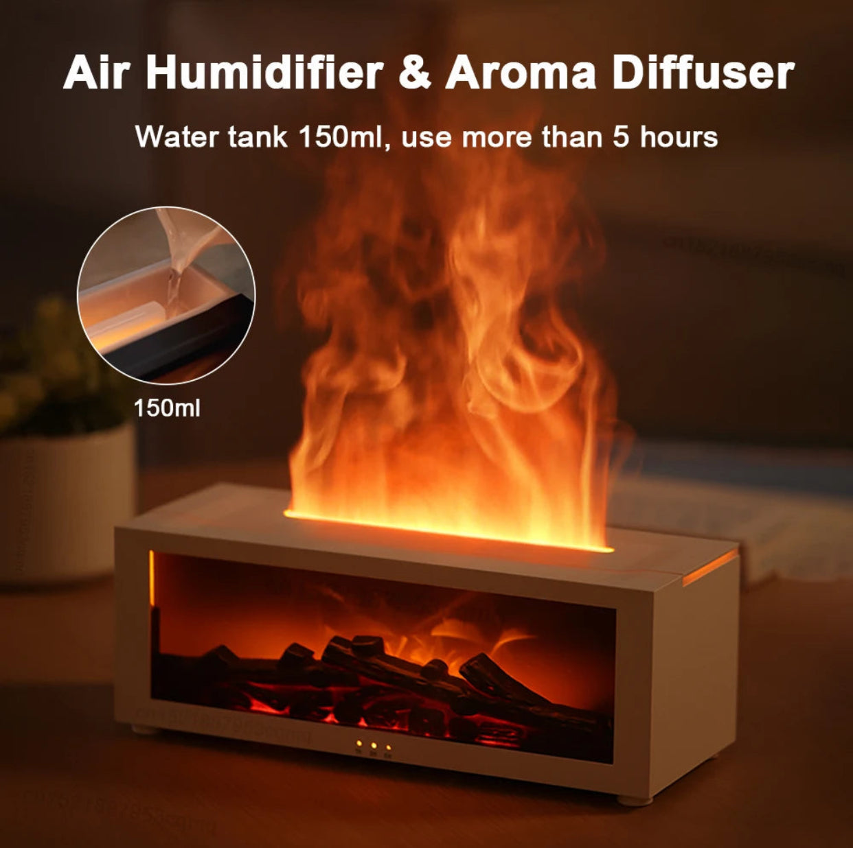 Diffuseur d’aromathérapie effet flamme - Cheminée décorative à LED