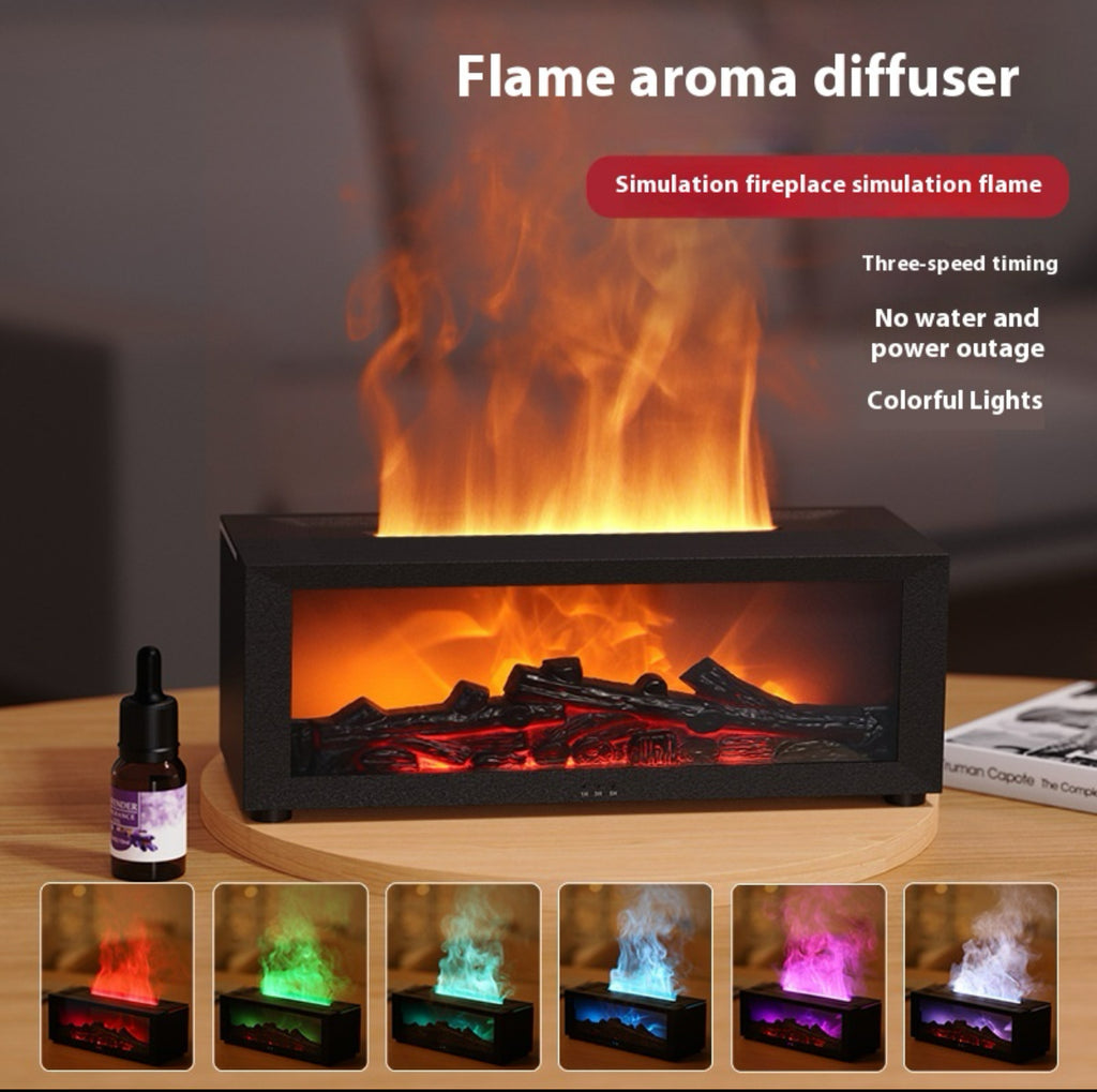 Diffuseur d’aromathérapie effet flamme - Cheminée décorative à LED