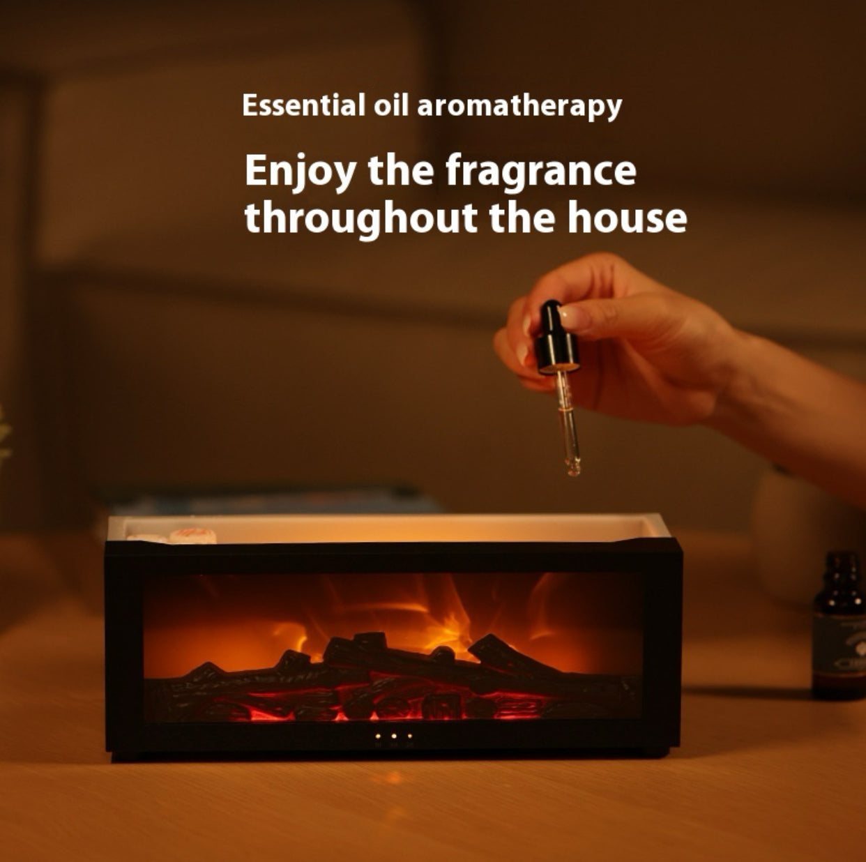 Diffuseur d’aromathérapie effet flamme - Cheminée décorative à LED